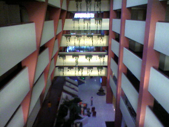 an air view looking down into the atrium area