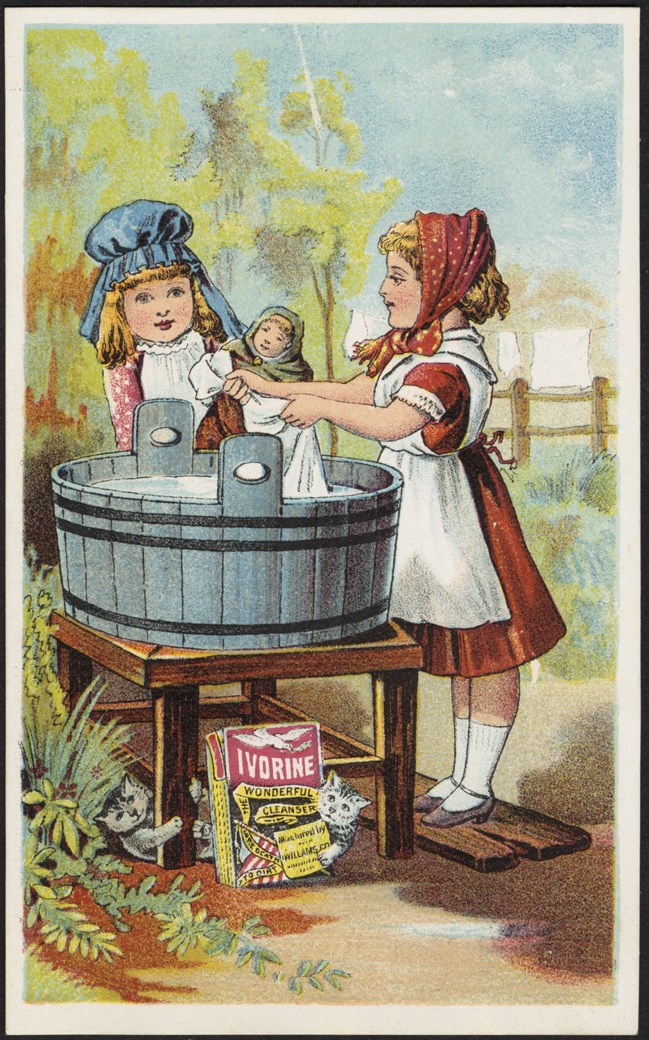 a child holds a bottle from a water trough