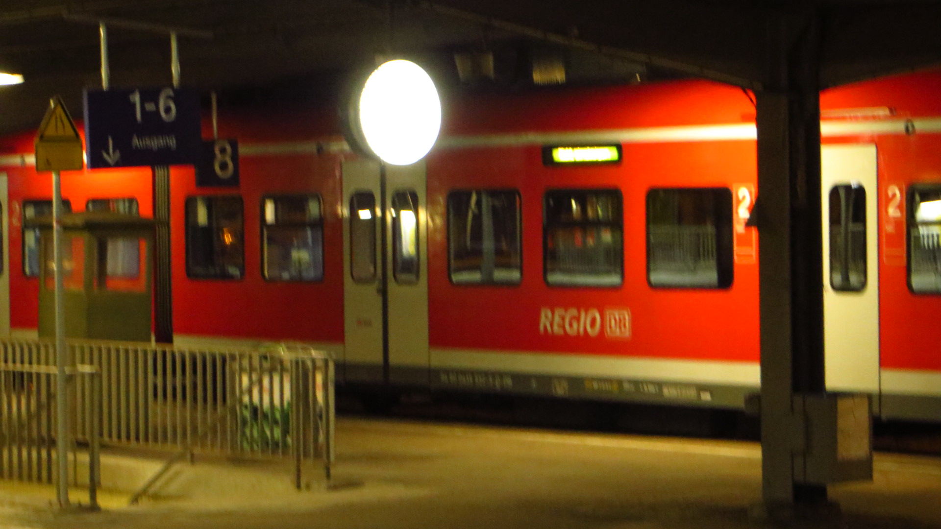 the train is at the station at night