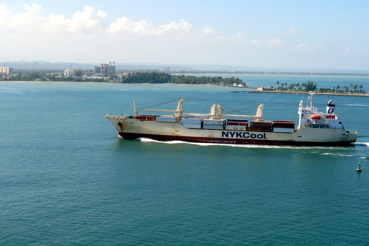 large ship in water with sky and water in background