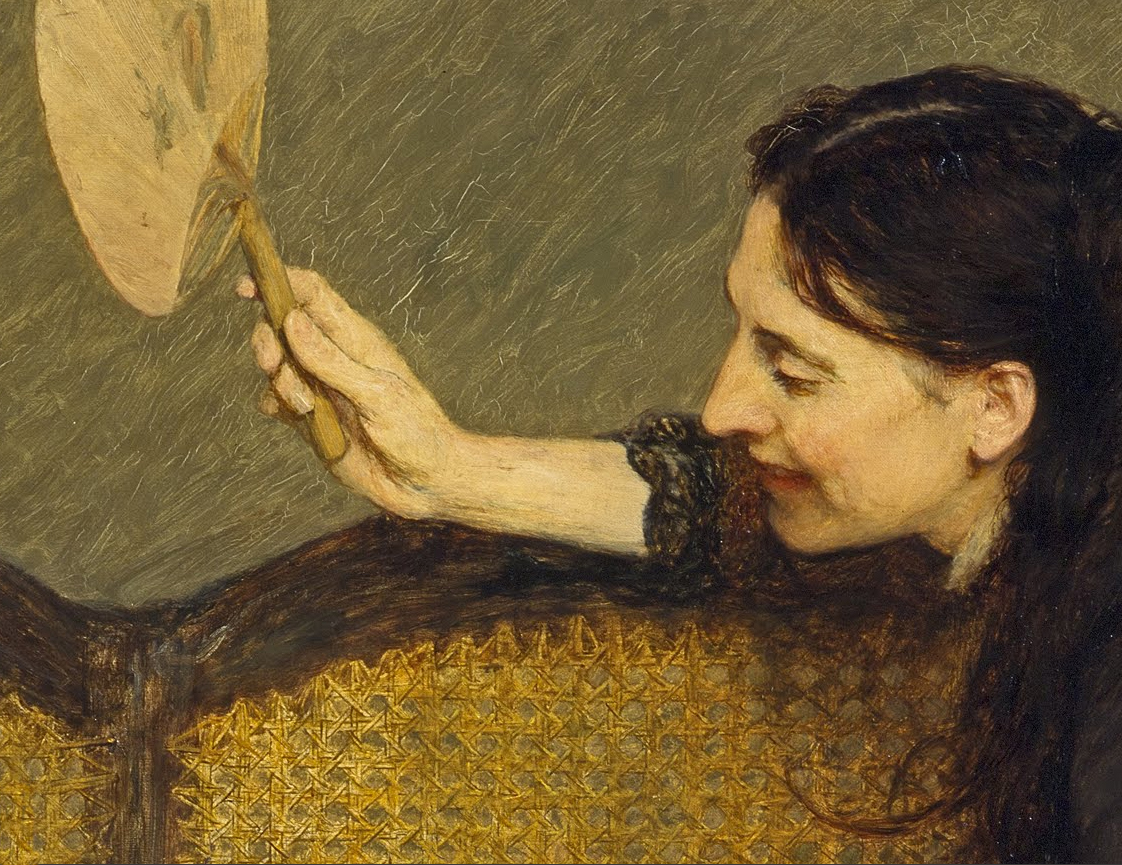 a painting of a woman holding a mirror