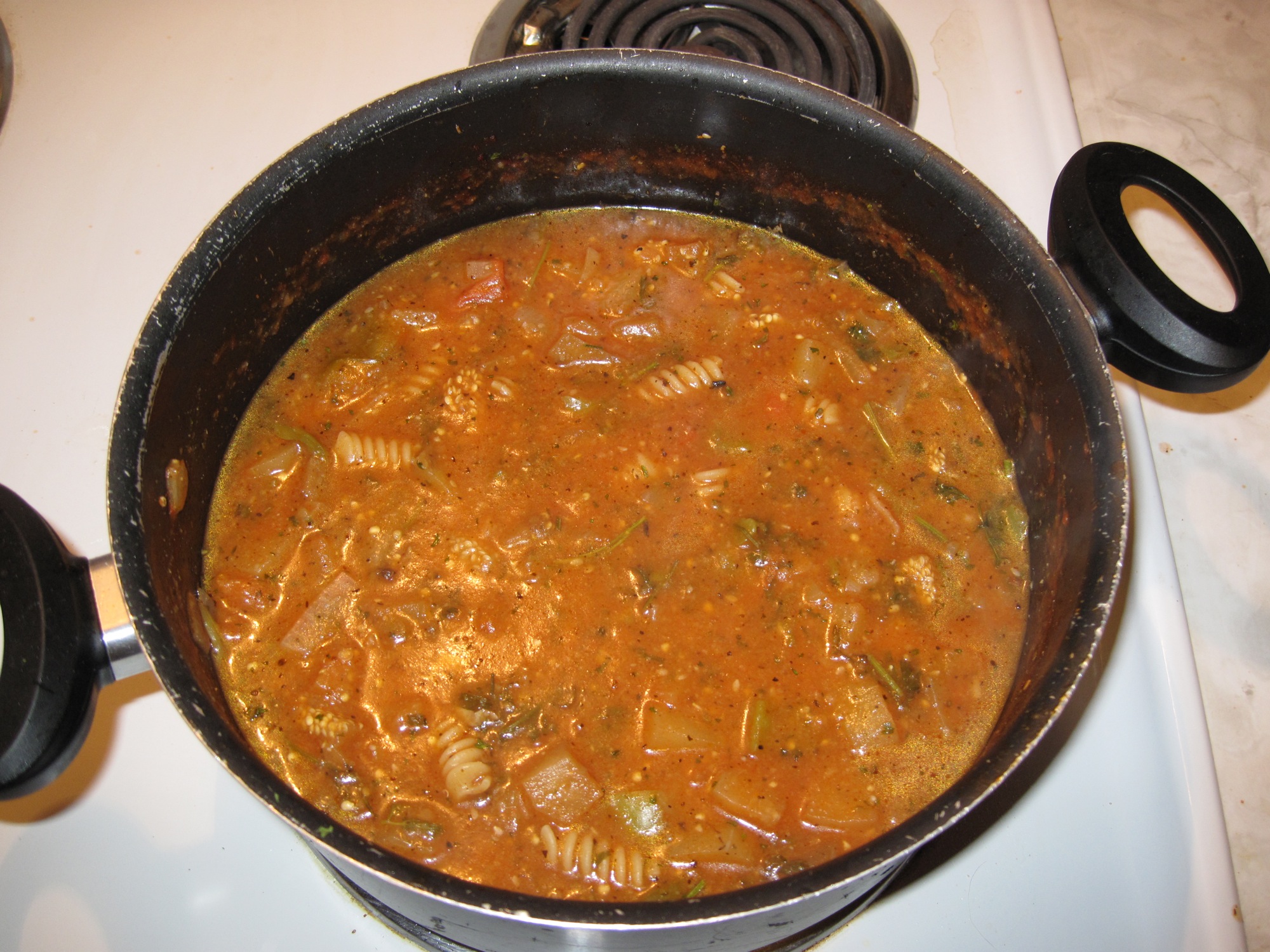 a pot filled with a mixture of food