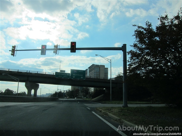 traffic lights are set on the roadway under the road