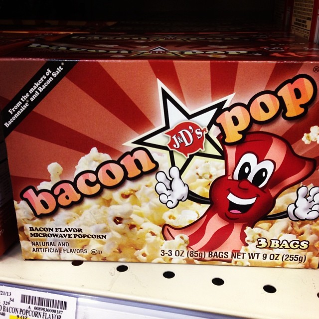 the box of bacon pop is on display