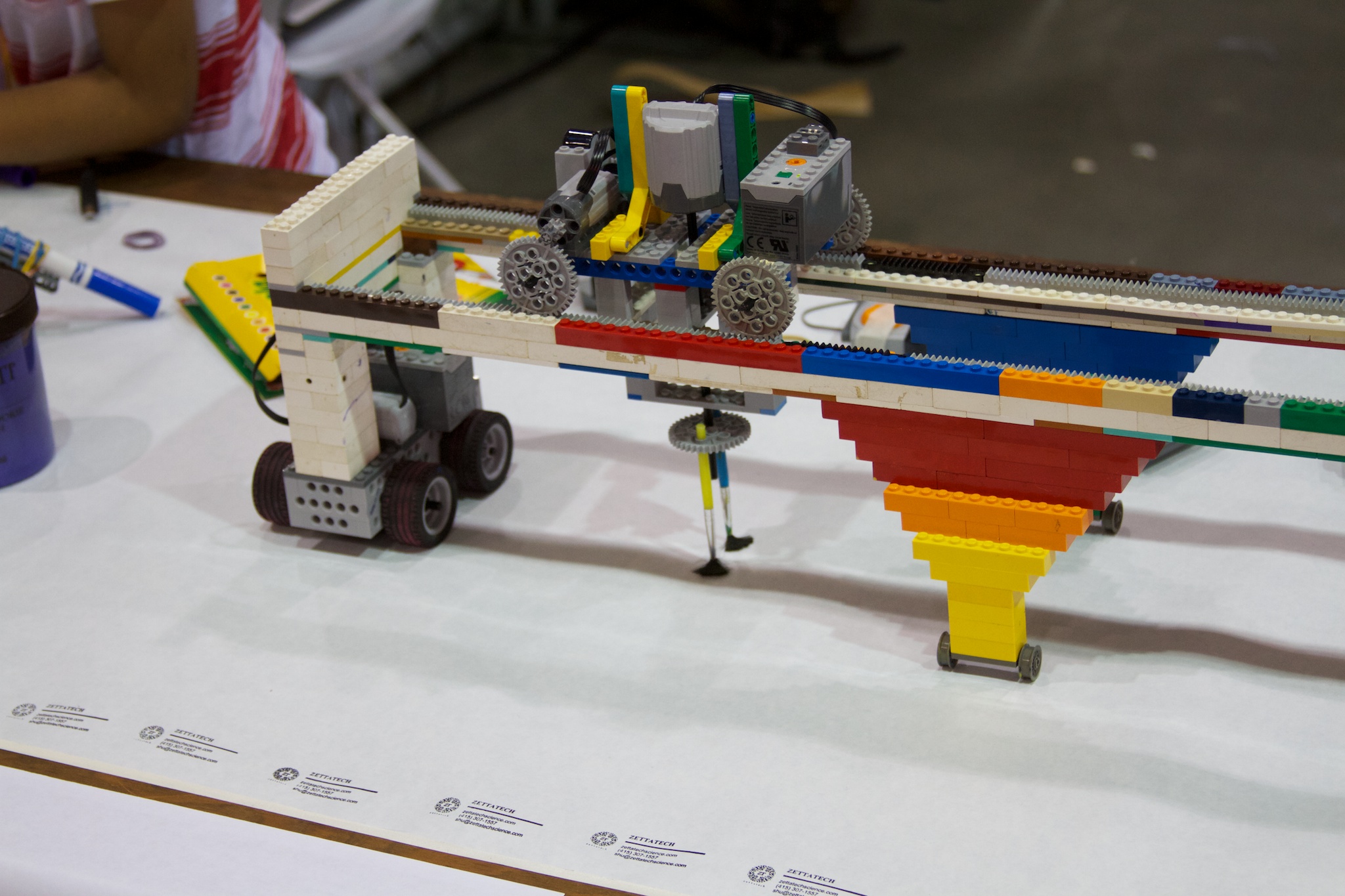 a lego construction model with a large machine