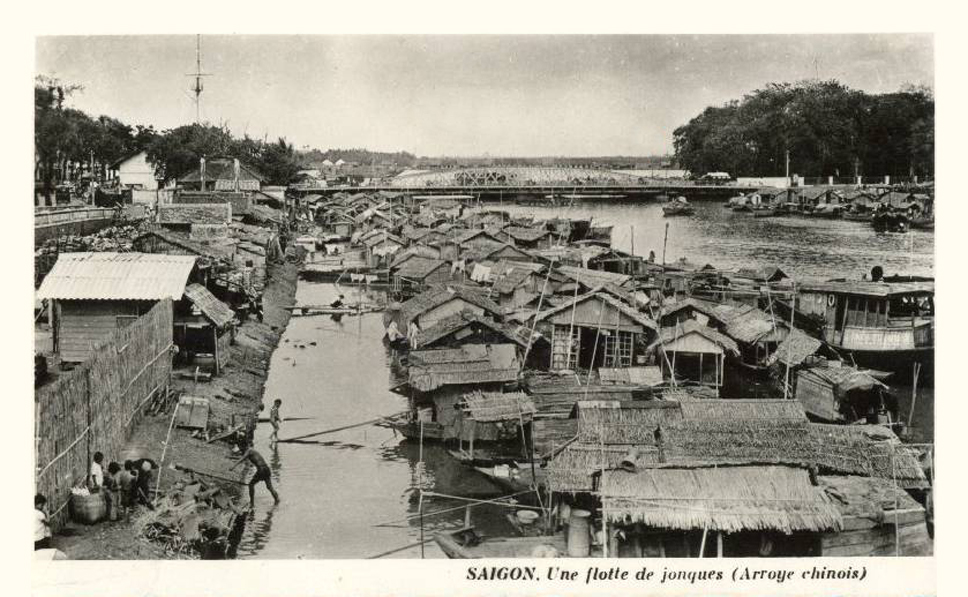 the water is filled with old houses along it