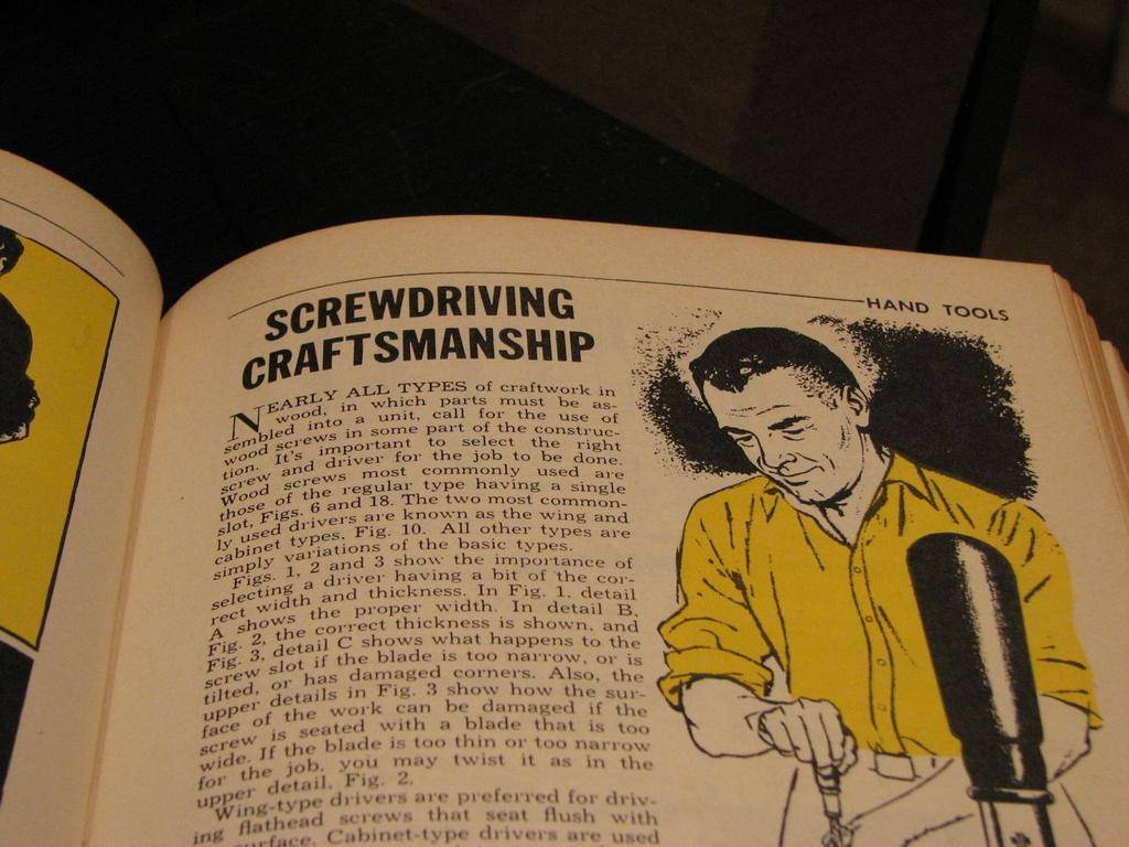 an open book shows instructions to how to use an electric hand tools