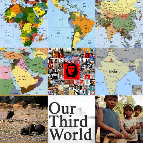 an image of the world with pictures from different parts of it