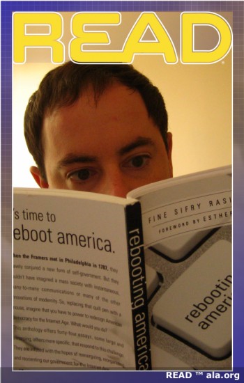 a man reading an book with his face slightly open