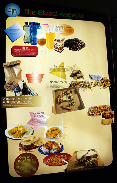 an assortment of food is displayed on a poster