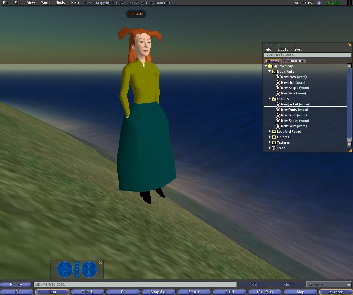 a virtual image of a red haired woman walking down a hill