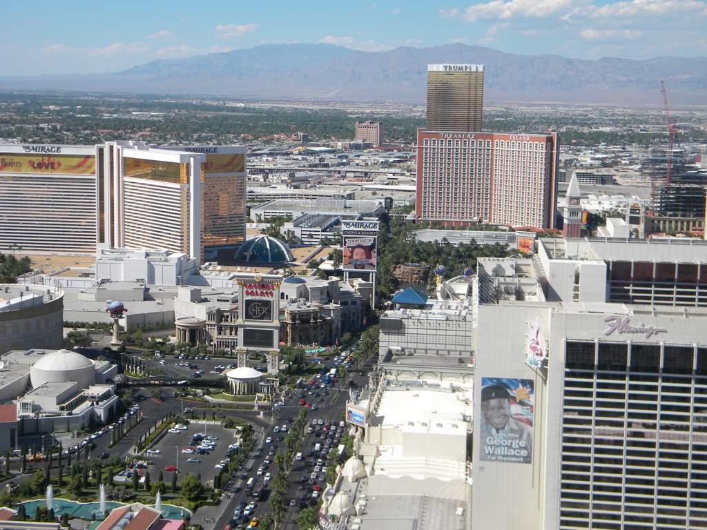 a view of las vegas from atop of the vegas el