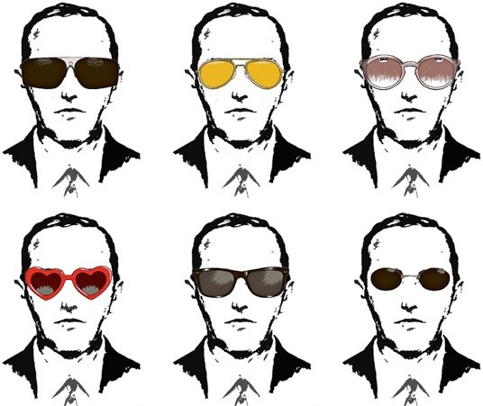 a person in different shades wearing sunglasses