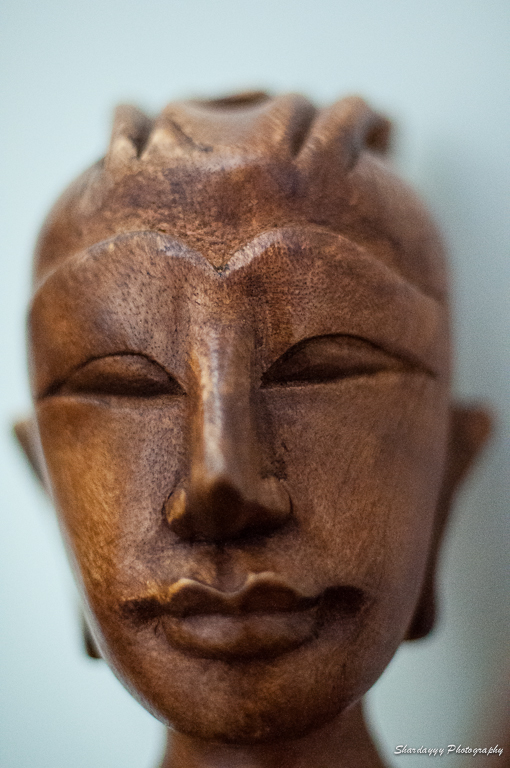 a close up view of a wooden sculpture