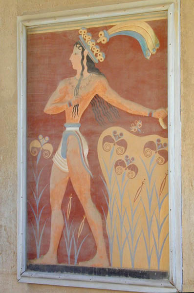 a painting on the wall showing an indian man