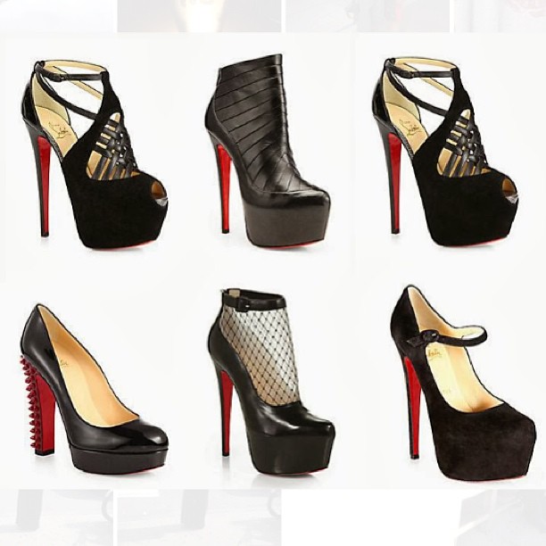nine different types of high heels with chains on them