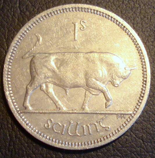 a 1 pound silver coin is depicted on the table