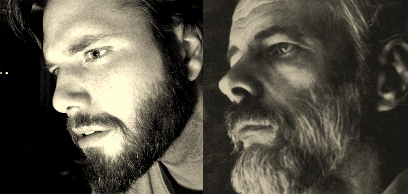 black and white portraits of a man with beards