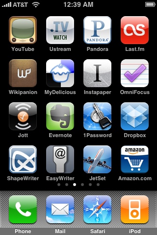 an iphone with various icons on it, some with a white screen and one with a black screen