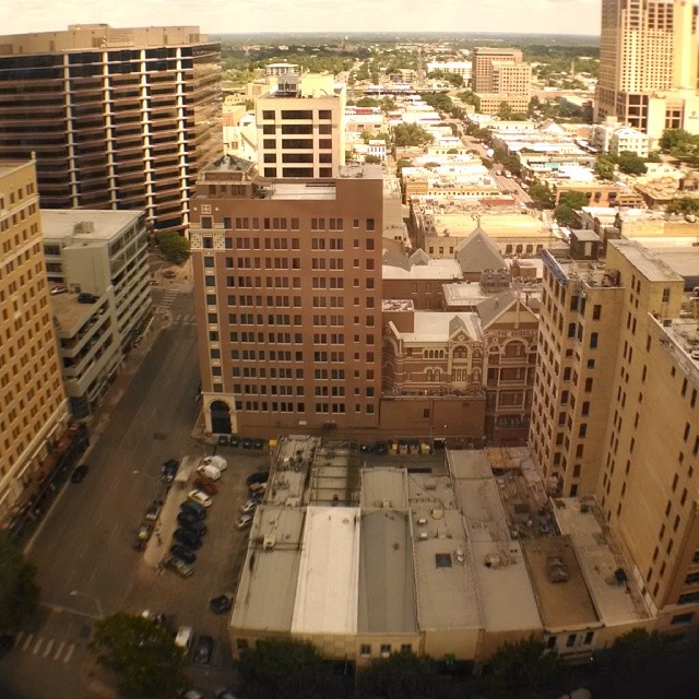 this is an aerial view of some buildings