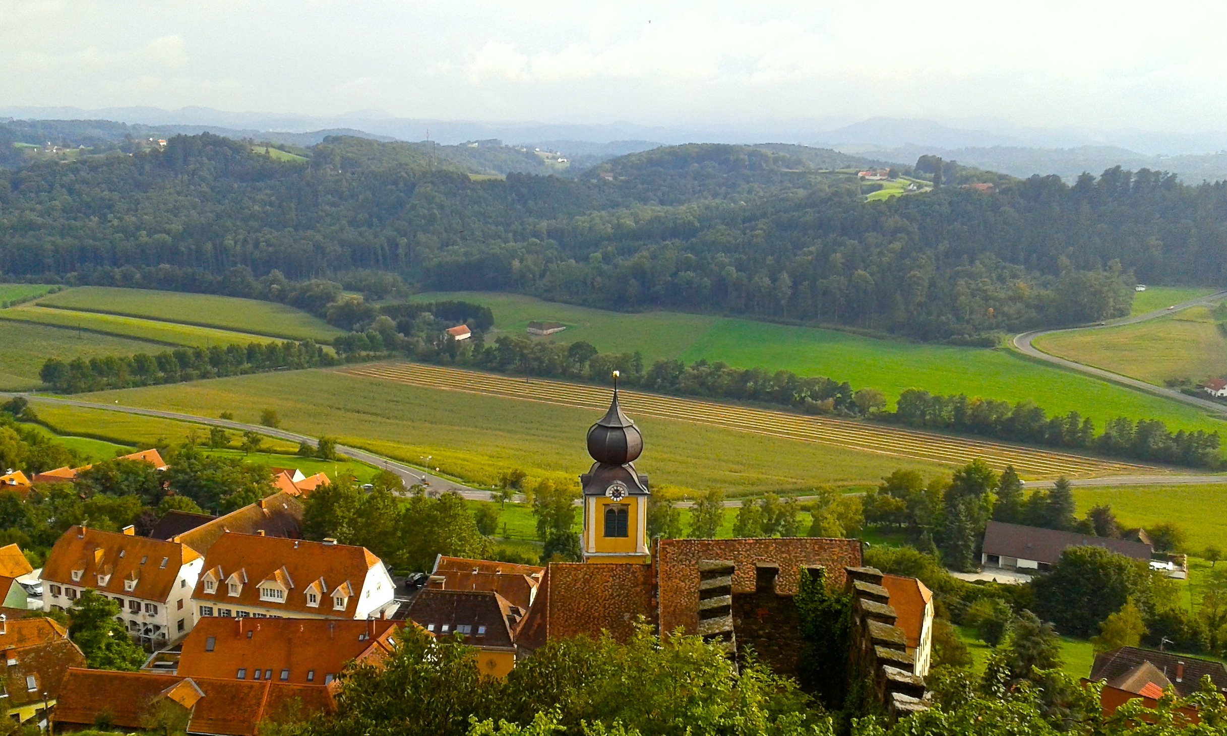 a view from the top of an old town