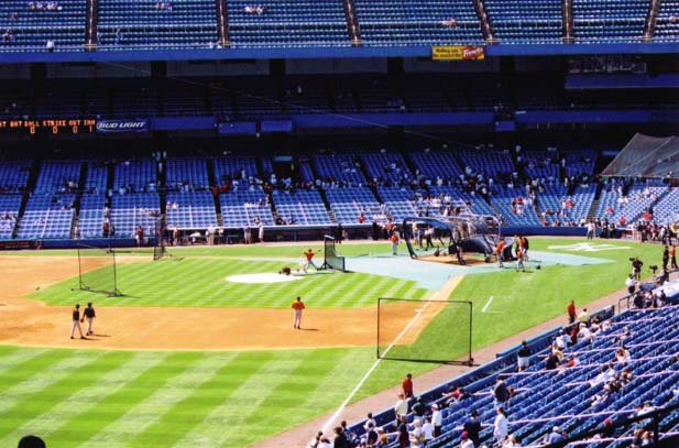 a baseball field that is being used as a professional facility