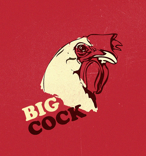 the big cock sticker is shown on a wall