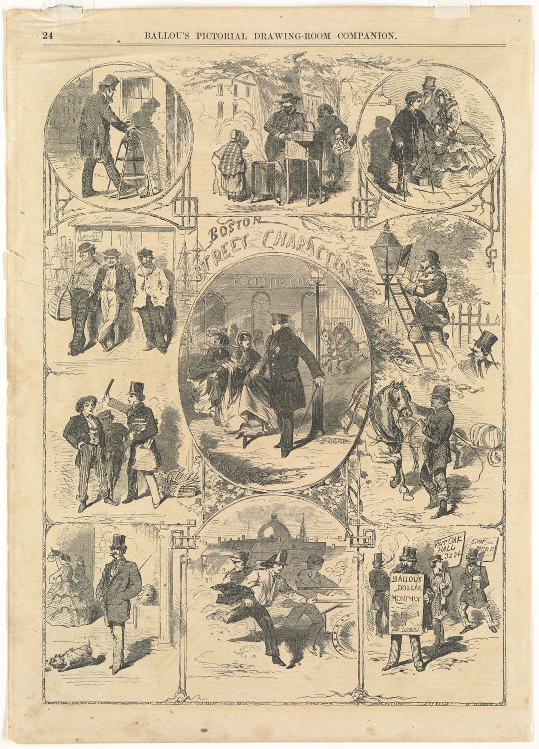 a old advertit for a company showing men in suits and costumes