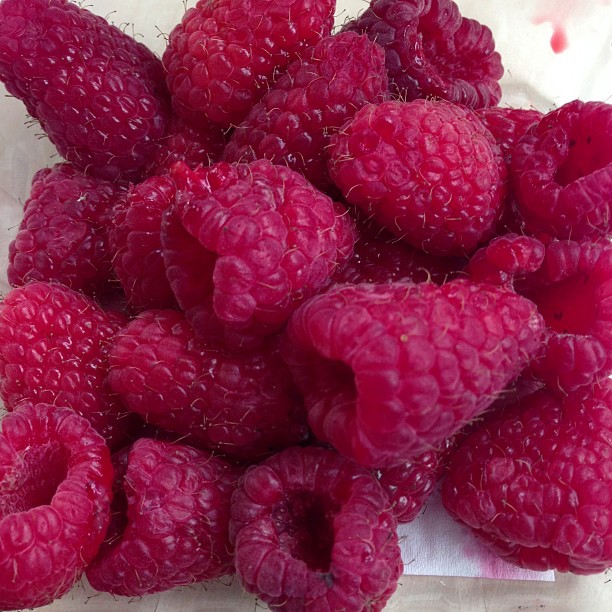 raspberries piled on top of one another