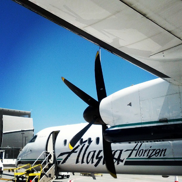 a plane with a propeller attached to the tail end