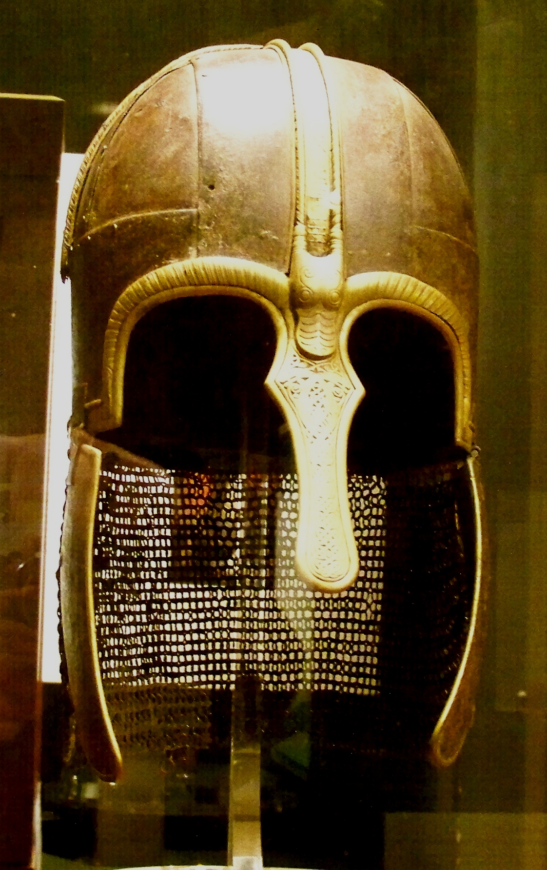 a medieval helmet that appears to be old