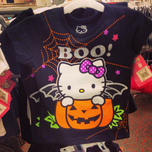 the hello kitty shirt has been decorated for halloween