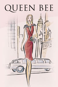 an illustration of a woman walking down a street