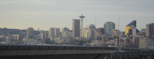 an urban city is shown in the distance