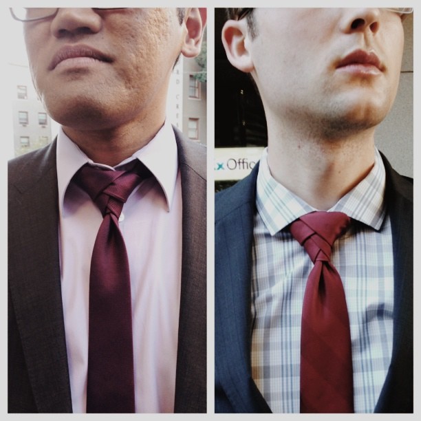 two pos of men in ties one in pink and the other in maroon