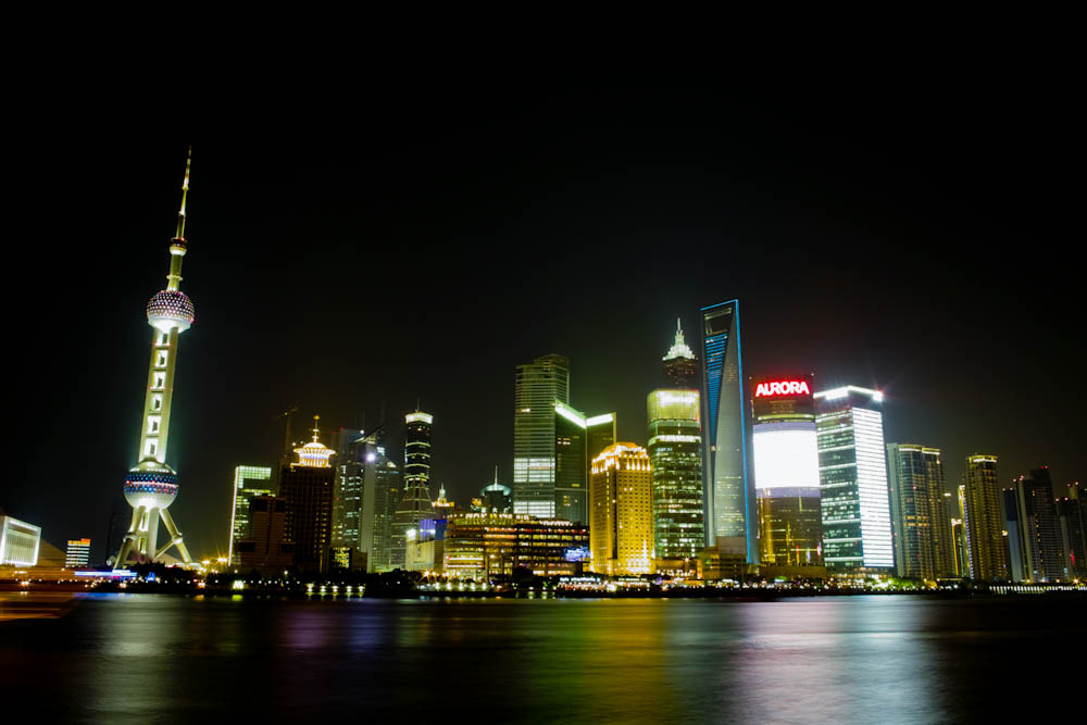 an image of a city skyline lit up