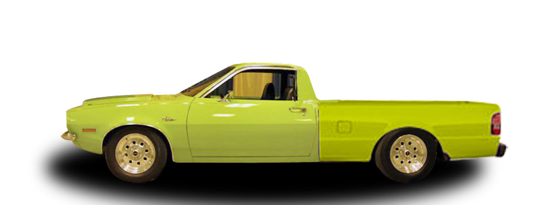 an old model lime green pick up truck