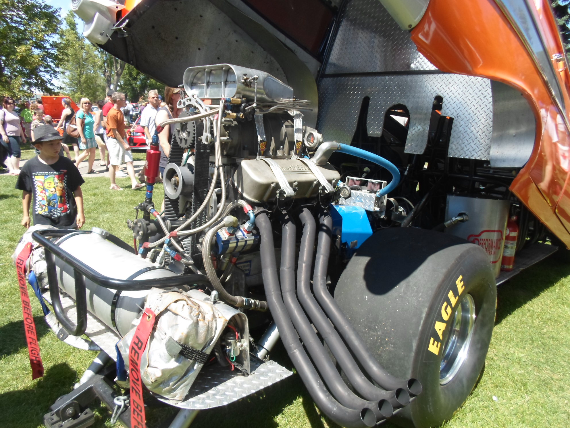 a large engine in the back of a vehicle