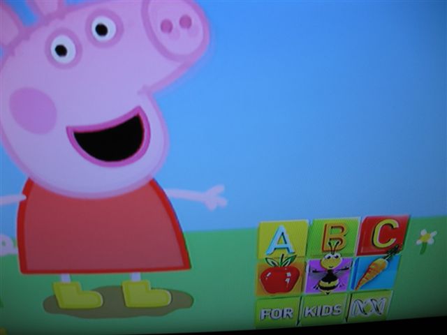 there is a tv that has pep the pig on it