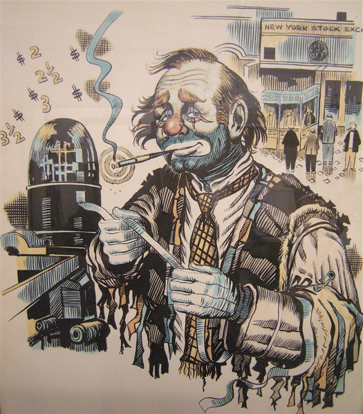 a drawing of a man smoking a cigarette