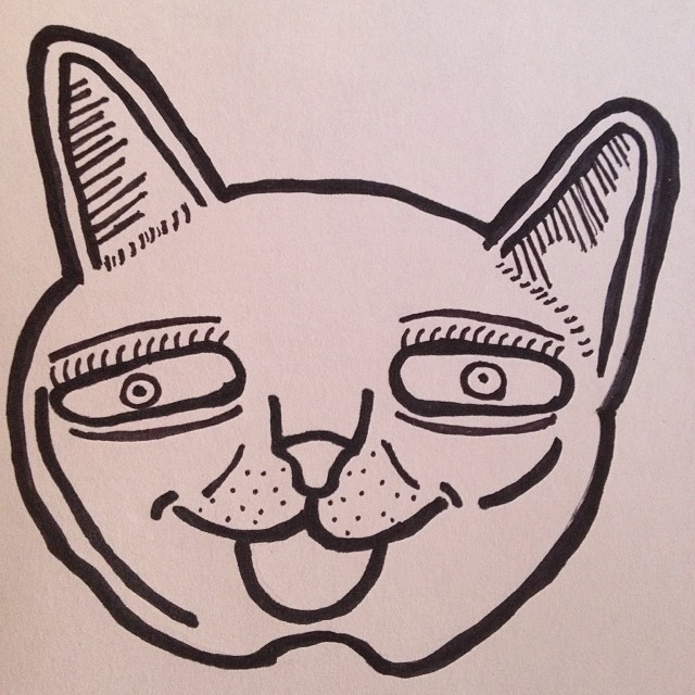 this is an illustration of a cartoon cat with glasses