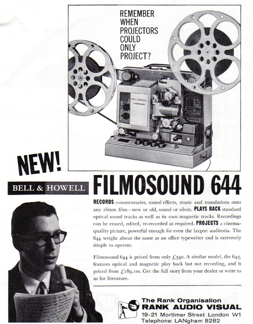 advertit for a film projector from the'64