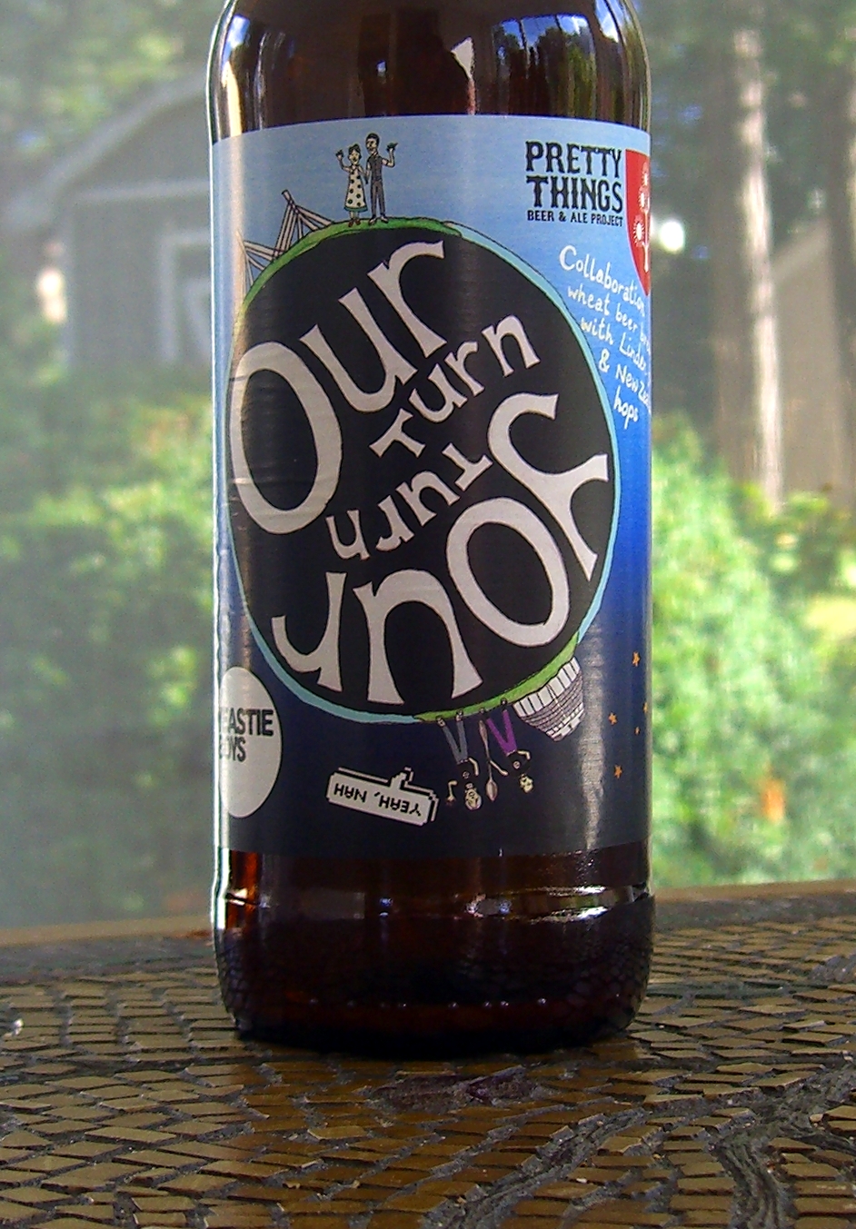 an unoly bottled bottle sitting on a counter