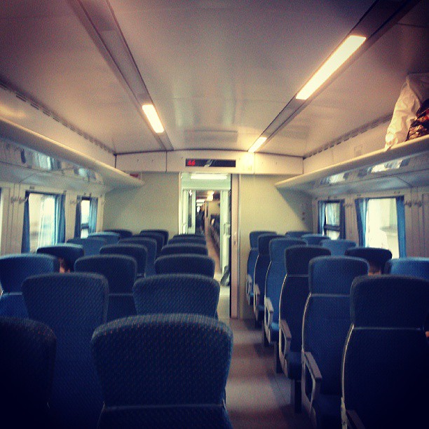 the view of inside a vehicle with empty seats
