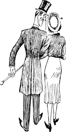 a drawing of a man and woman with an instrument
