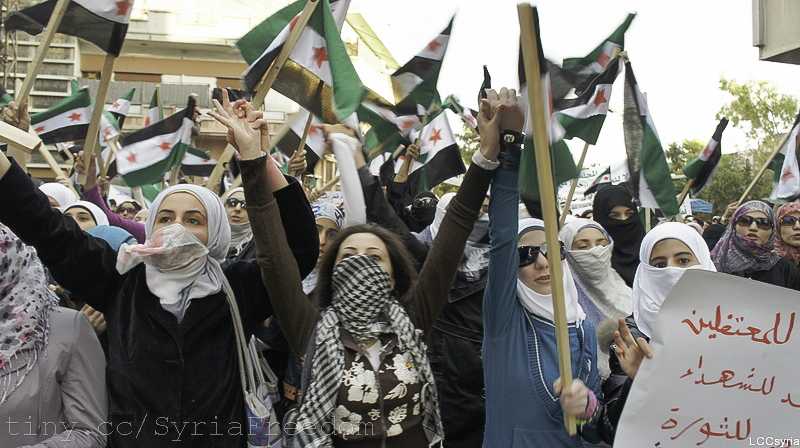 women from different countries protesting in a demonstration
