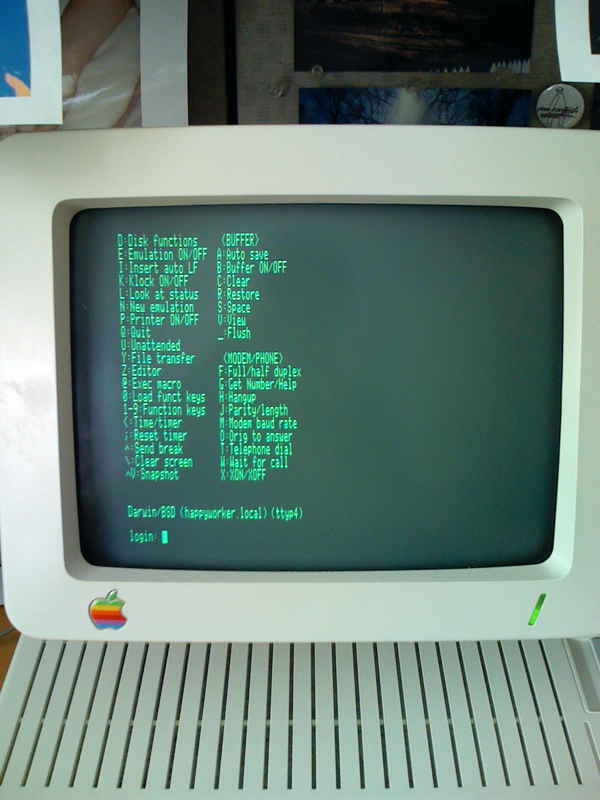 a old apple computer monitor that had a program on it