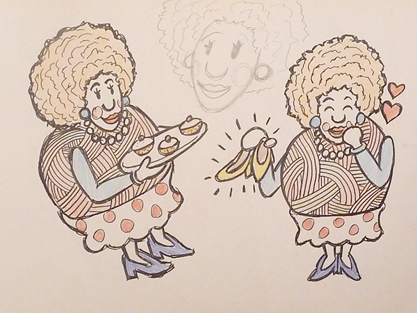 a cartoon drawing of two girls blowing bubbles