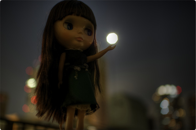 a doll has light up eyes and brown hair