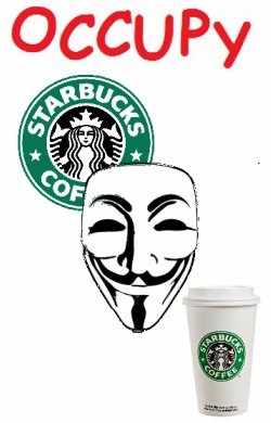 the starbucks coffee sign has a guy in a mask next to a cup
